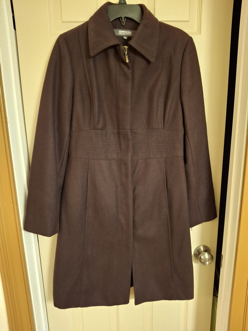 Kenneth Cole Reaction Women's Dark Brown Wool Blend Trench Coat